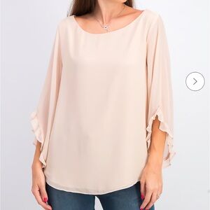 Calvin Klein Blush Ruffle Sleeve Blouse